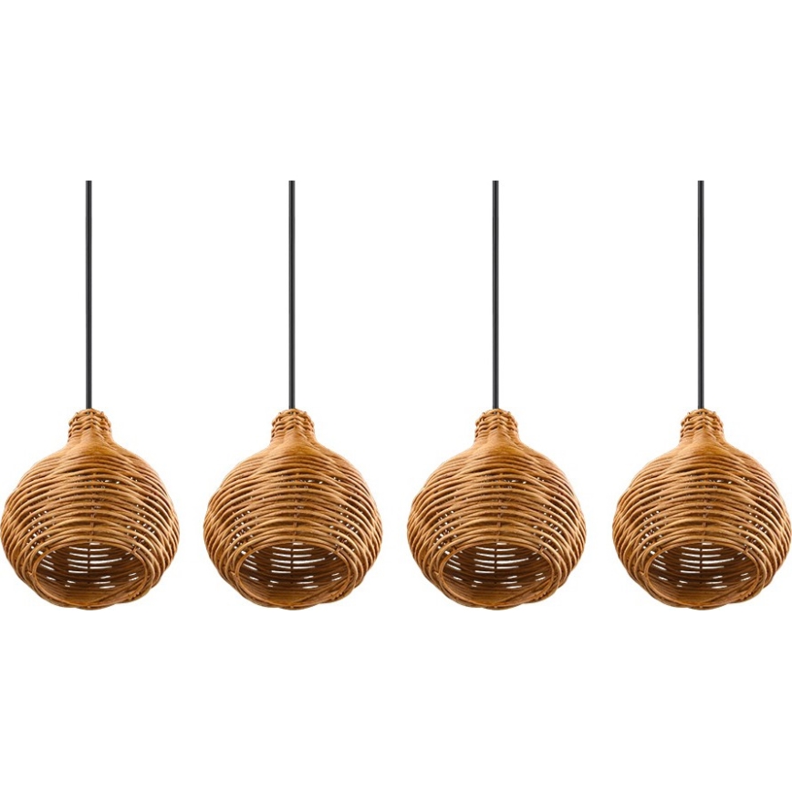 Reality - Lustre sur câble SPROUT 3xE14/40W/230V marron/rotin