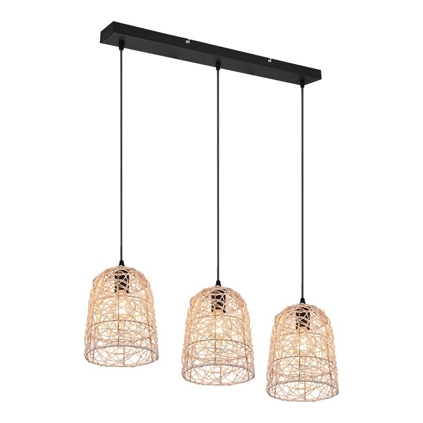 Reality - Lustre suspendu sur câble LOVIS 3xE27/40W/230V noir