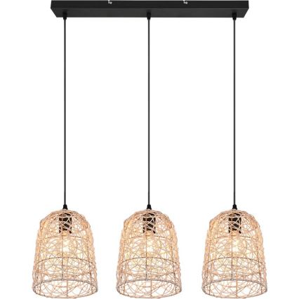 Reality - Lustre suspendu sur câble LOVIS 3xE27/40W/230V noir