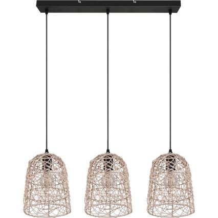 Reality - Lustre suspendu sur câble LOVIS 3xE27/40W/230V noir