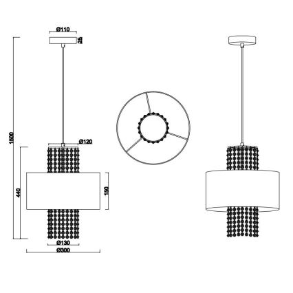 Reality - Suspension filaire KING 1xE27/42W/230V doré