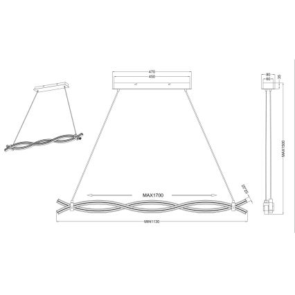 Reality - Suspension filaire LED WAVE LED/16W/230V + LED/9W