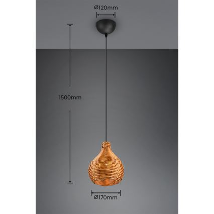 Reality - Suspension sur câble SPROUT 1xE14/40W/230V brun/rotin