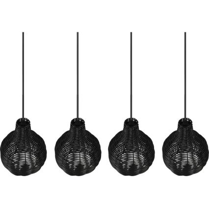 Reality - Suspension sur câble SPROUT 4xE14/30W/230V noir/rotin