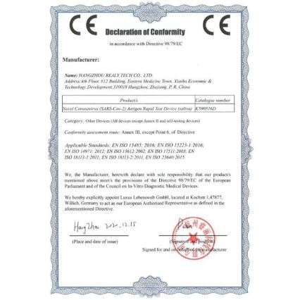 RealyTech - Antigeen COVID-19 Sneltest speekselbemonstering - 1 stuk