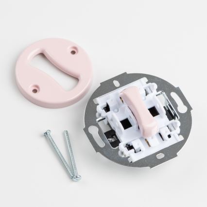 Reblig - Bouton rétro avec cadre, rose poudré