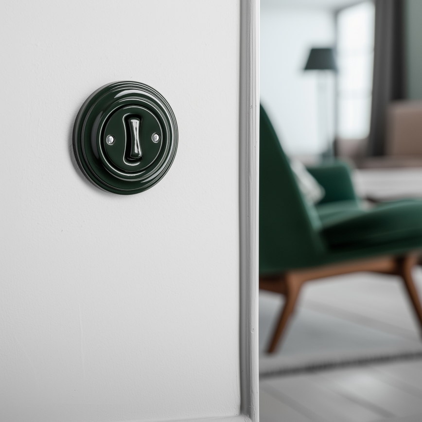 Reblig - Bouton rétro avec enjoliveur, vert