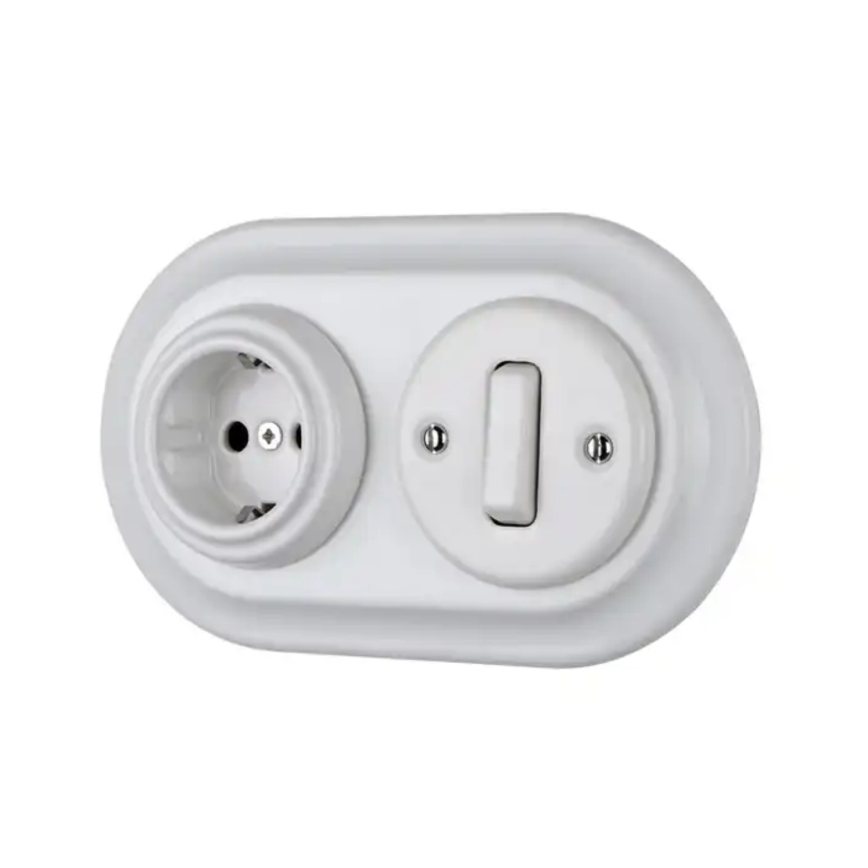 Reblig - Cadre rétro double en porcelaine, blanc