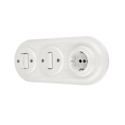 Reblig - Cadre rétro triple en porcelaine blanche