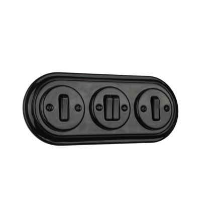 Reblig - Cadre rétro triple en porcelaine, noir