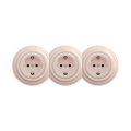 Reblig - Driedubbele retro-wandcontactdoos met SCHUKO-afdekraam 230V oudroze