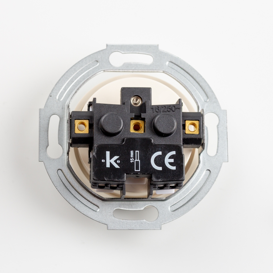 Reblig - Drievoudig retro stopcontact voor binnen met afdekraam 230V beige