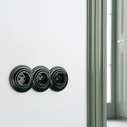 Reblig - Drievoudig retro-wandcontactdoos met afdekraam 230V groen