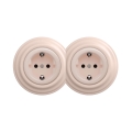Reblig - Dubbele retro wandcontactdoos met frame SCHUKO 230 V oudroze