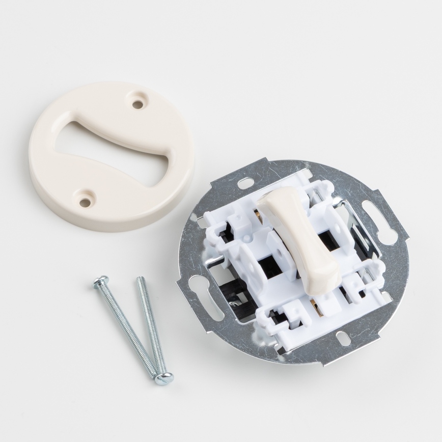 Reblig - Ensemble rétro : interrupteur unipolaire n° 1 et prise SCHUKO 230 V avec cadre beige