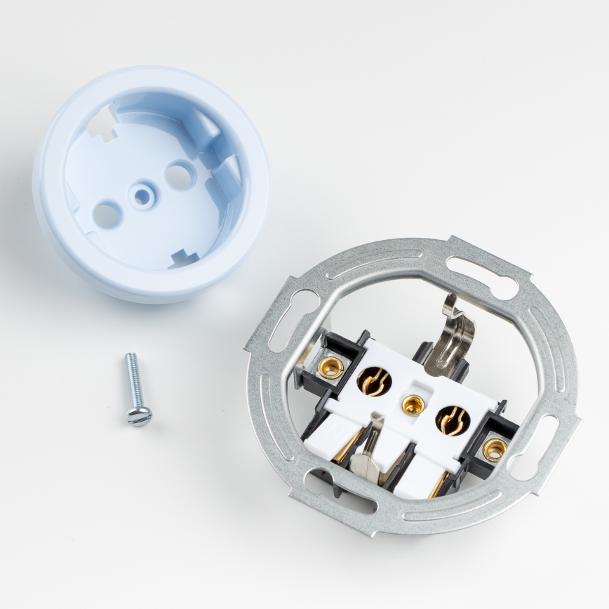 Reblig - Ensemble rétro : interrupteur unipolaire n°1 et prise SCHUKO 230 V avec cadre, bleu