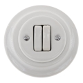 Reblig - Interrupteur double rétro en porcelaine avec cadre n° 5, blanc