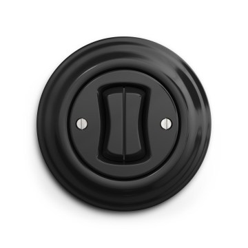 Reblig - Interrupteur double va-et-vient rétro pour escalier avec cadre n° 6+6, noir