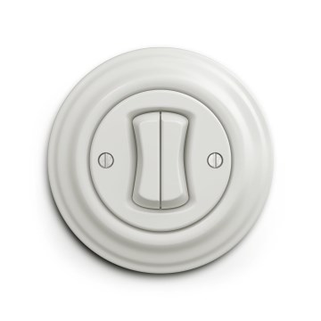 Reblig - Interrupteur rétro série avec cadre n° 5, finition céramique blanche