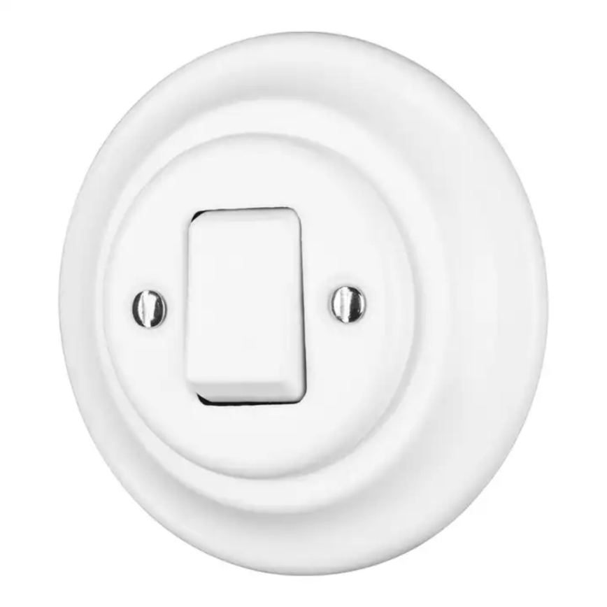 Reblig - interrupteur rétro simple en porcelaine avec cadre č. 7 blanc