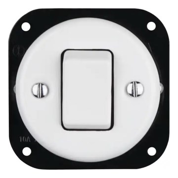 Reblig - Interrupteur rétro simple en porcelaine sans cadre, n° 7, blanc