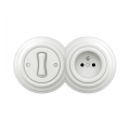 Reblig - Interrupteur rétro unipolaire n° 1 et prise 230 V avec cadre, blanc neige