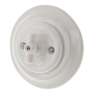 Reblig - Interrupteur rotatif rétro en porcelaine avec cadre č. 5 blanc