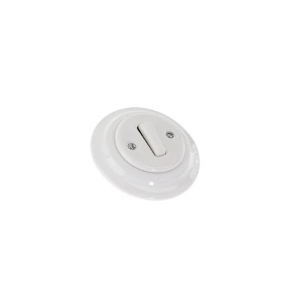 Reblig - Interrupteur simple pour sonnette en porcelaine au style rétro avec enjoliveur, blanc