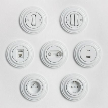 Reblig - Interrupteur unipolaire rétro avec cadre n° 1, blanc neige