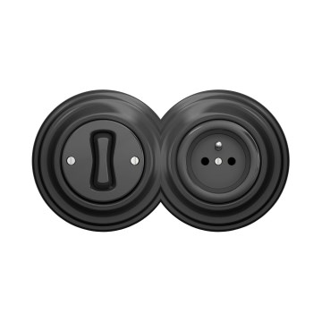 Reblig - Interrupteur unipolaire rétro n° 1 et prise 230 V avec cadre anthracite