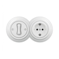 Reblig - Interrupteur unipolaire rétro n° 1 et prise Schuko 230 V avec cadre blanc neige
