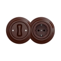 Reblig - Interrupteur unipolaire rétro n° 1 et prise SCHUKO 230 V avec cadre marron