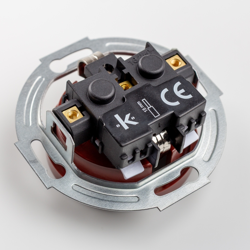 Reblig - Interrupteur unipolaire rétro n° 1 et prise SCHUKO 230 V avec cadre marron