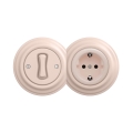 Reblig - Interrupteur unipolaire rétro n° 1 et prise SCHUKO 230 V avec cadre rose poudré
