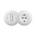 Reblig - Interrupteur unipolaire rétro n° 1 et prise SCHUKO 230V avec cadre, blanc neige