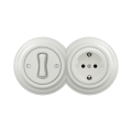 Reblig - Interrupteur unipolaire rétro n°1 et prise SCHUKO 230 V avec cadre en céramique blanc