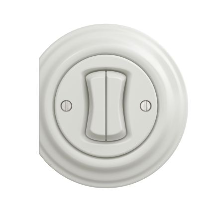 Reblig - Interrupteur va-et-vient double rétro sans cadre n° 6+6, céramique blanche