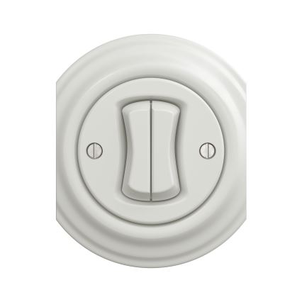 Reblig - Interrupteur va-et-vient double rétro sans cadre n° 6+6, céramique blanche