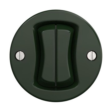 Reblig - Interrupteur va-et-vient double style rétro sans cadre n° 6+6 vert