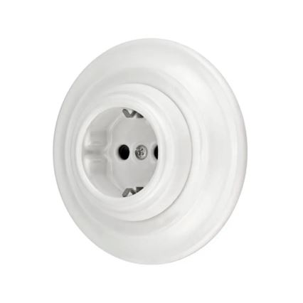 Reblig - Prise murale rétro en porcelaine blanche avec cadre SCHUKO 250V/16A