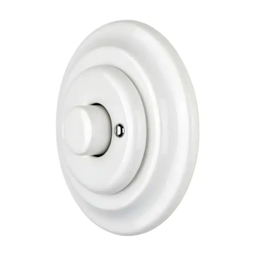 Reblig - Porseleinen retro draaiknopdimmer met afdekraam 250V/10A wit