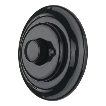 Reblig - Porseleinen retro draaiknopdimmer met afdekraam 250V/10A zwart