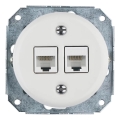 Reblig - Porseleinen retro Ethernet-wandcontactdoos zonder afdekraam, 2x CAT5e, wit