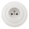 Reblig - Porseleinen retro wandcontactdoos met frame 250V/16A wit