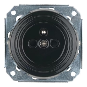 Reblig - Porseleinen retro wandcontactdoos zonder afdekraam 250V/16A zwart