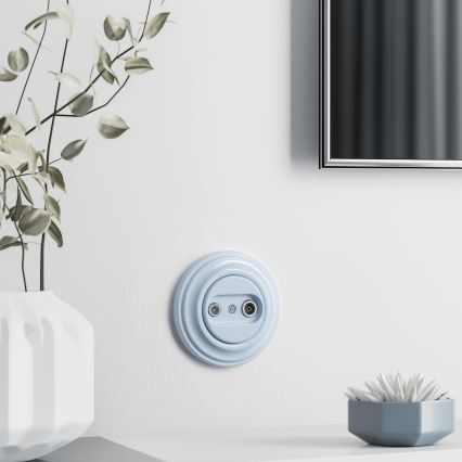 Reblig - Prise d'abonné TV+R rétro (passante) avec cadre bleu
