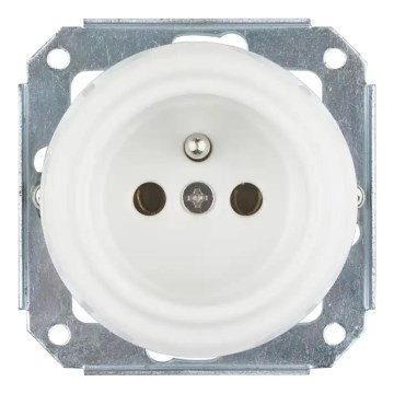 Reblig - Prise domestique rétro en porcelaine sans cadre 250V/16A blanche