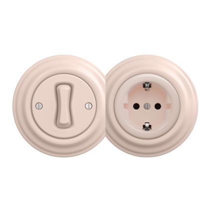 Reblig - Prise domestique rétro SCHUKO 230 V / 16 A sans cadre, rose ancien