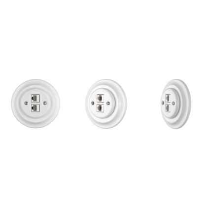Reblig - Prise Ethernet rétro en porcelaine sans cadre 2x CAT.5E blanche