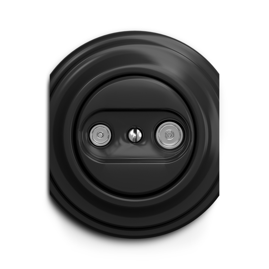 Reblig - Prise murale antenne TV+radio rétro (passante) sans cadre, noire